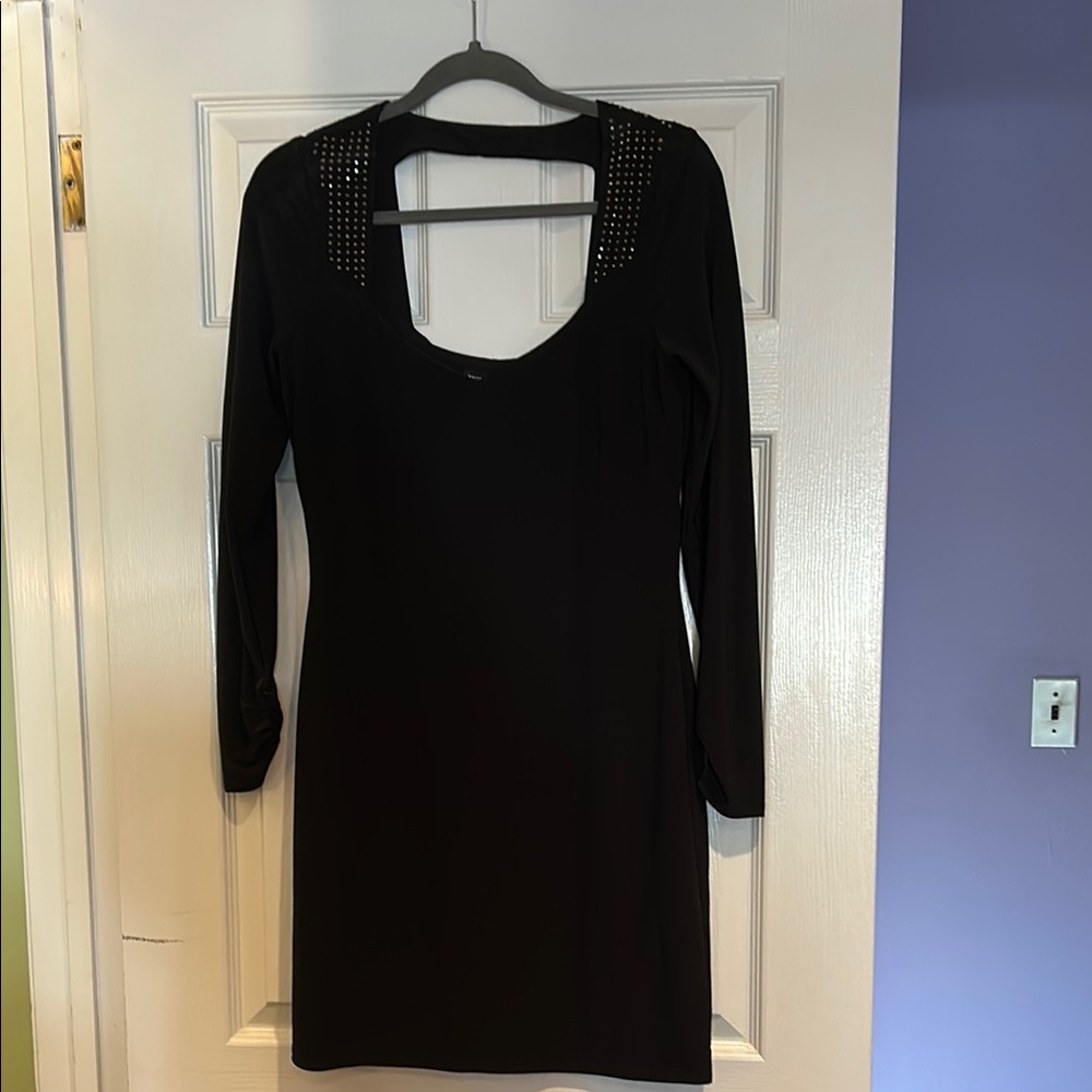White House Black Market Black Sequin Embellished Sheath Dress